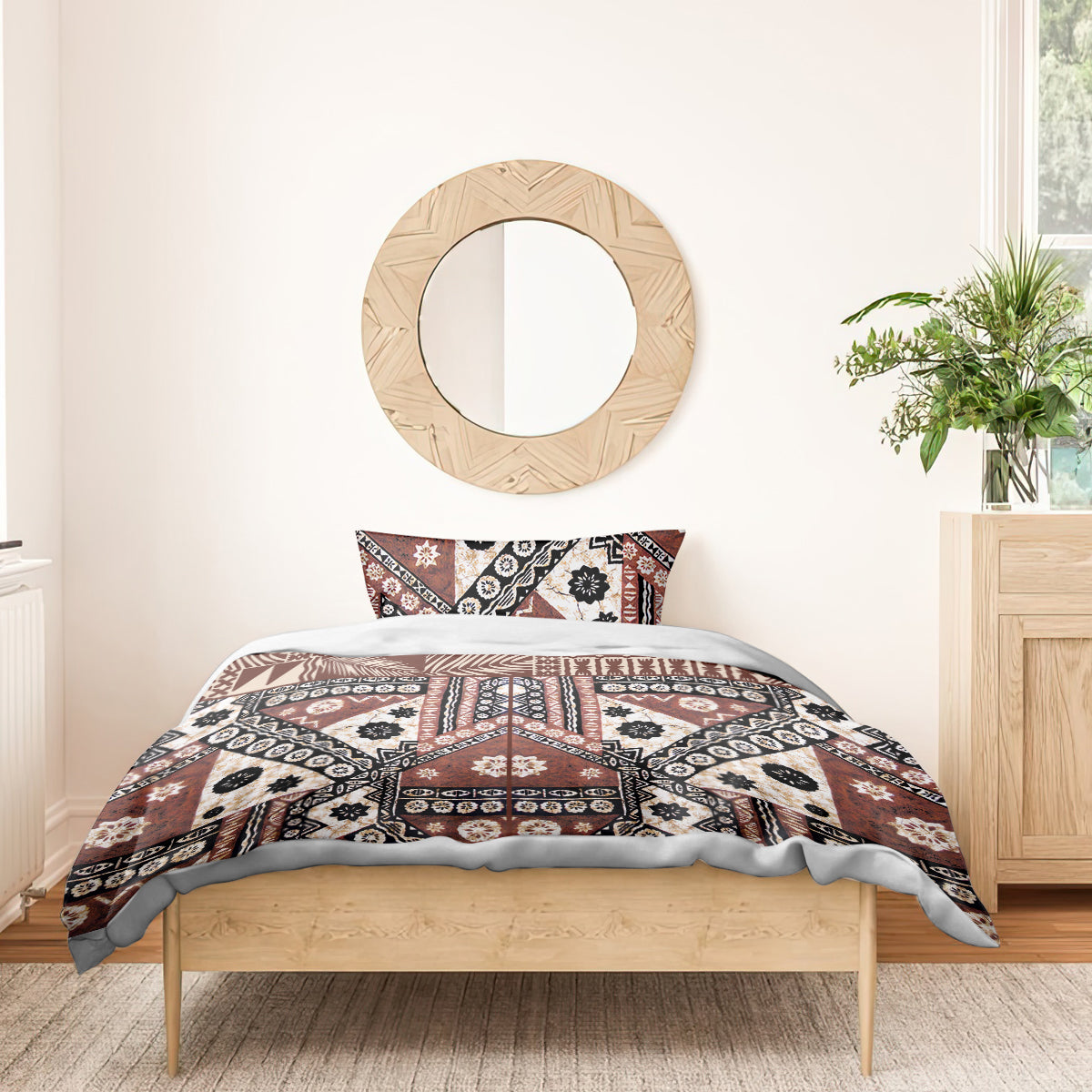 Bula Fiji Bedding Set Unique Masi Tapa Pattern - Wonder Print Shop