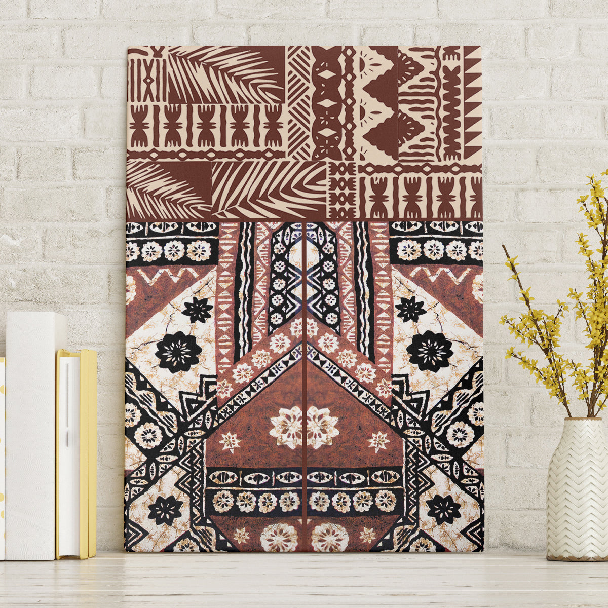Bula Fiji Canvas Wall Art Unique Masi Tapa Pattern - Wonder Print Shop