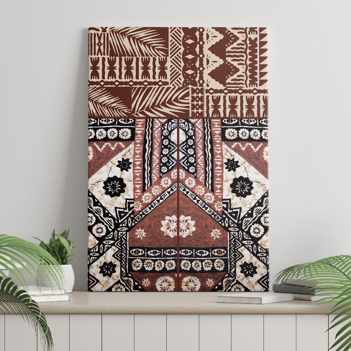Bula Fiji Canvas Wall Art Unique Masi Tapa Pattern - Wonder Print Shop