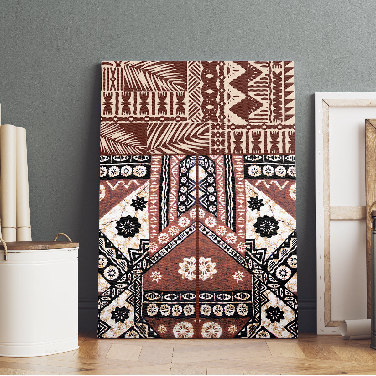 Bula Fiji Canvas Wall Art Unique Masi Tapa Pattern - Wonder Print Shop