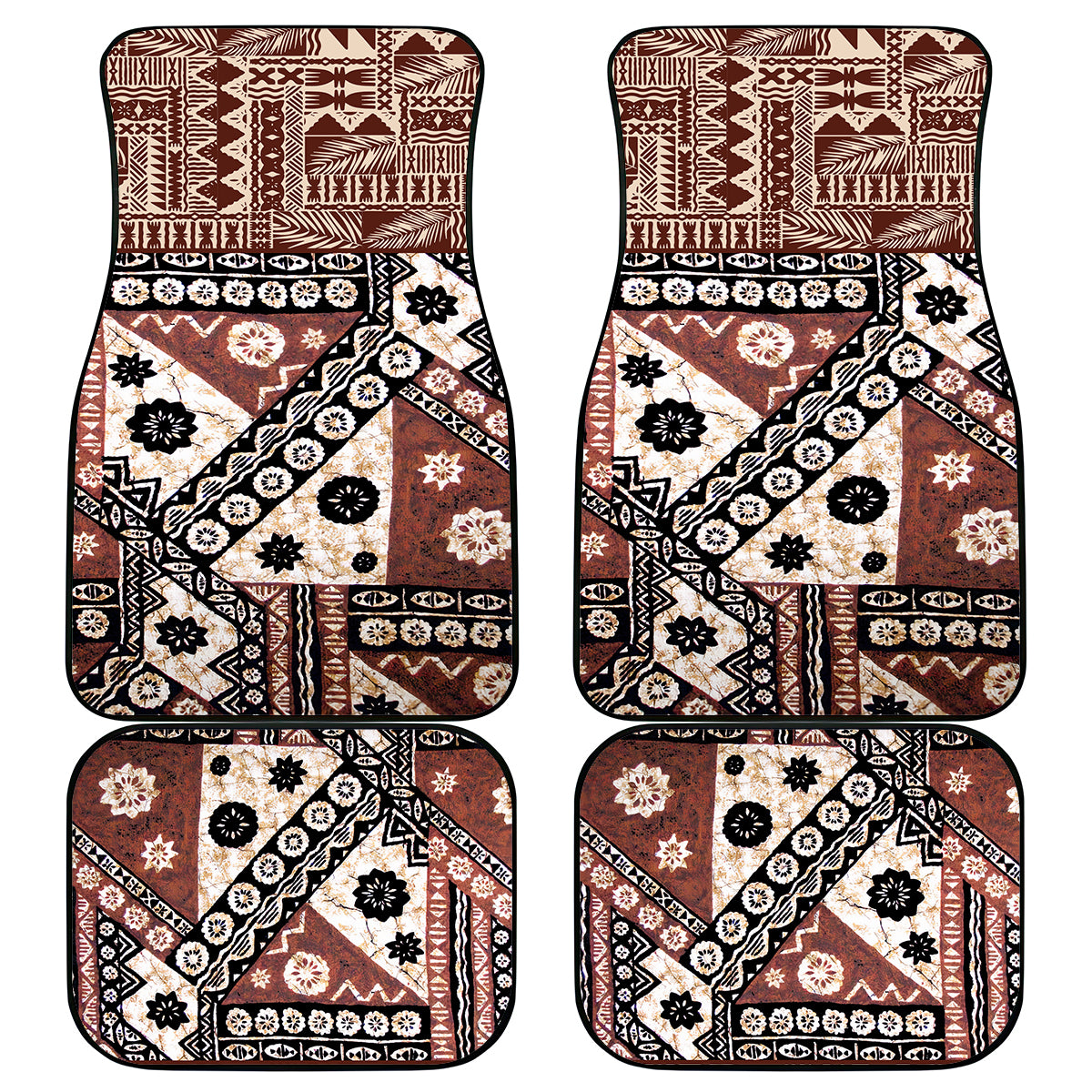 Bula Fiji Car Mats Unique Masi Tapa Pattern - Wonder Print Shop