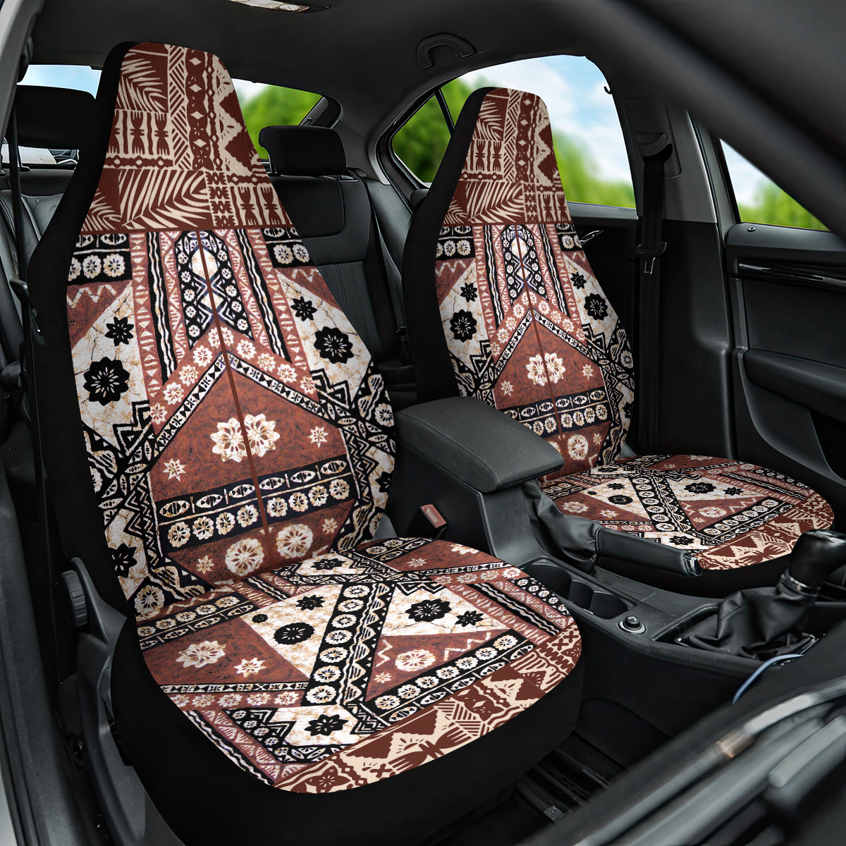 Bula Fiji Car Seat Cover Unique Masi Tapa Pattern - Wonder Print Shop