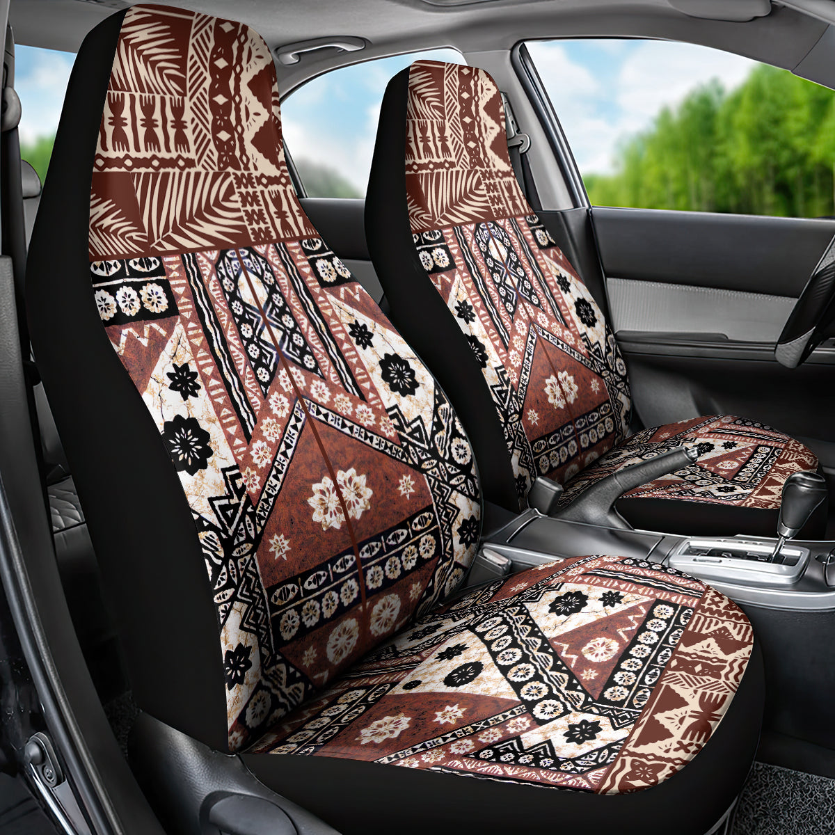 Bula Fiji Car Seat Cover Unique Masi Tapa Pattern - Wonder Print Shop
