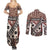 Bula Fiji Couples Matching Summer Maxi Dress and Long Sleeve Button Shirt Unique Masi Tapa Pattern - Wonder Print Shop