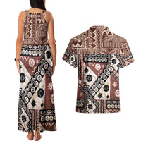 Bula Fiji Couples Matching Tank Maxi Dress and Hawaiian Shirt Unique Masi Tapa Pattern - Wonder Print Shop