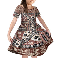 Bula Fiji Family Matching Long Sleeve Bodycon Dress and Hawaiian Shirt Unique Masi Tapa Pattern - Wonder Print Shop