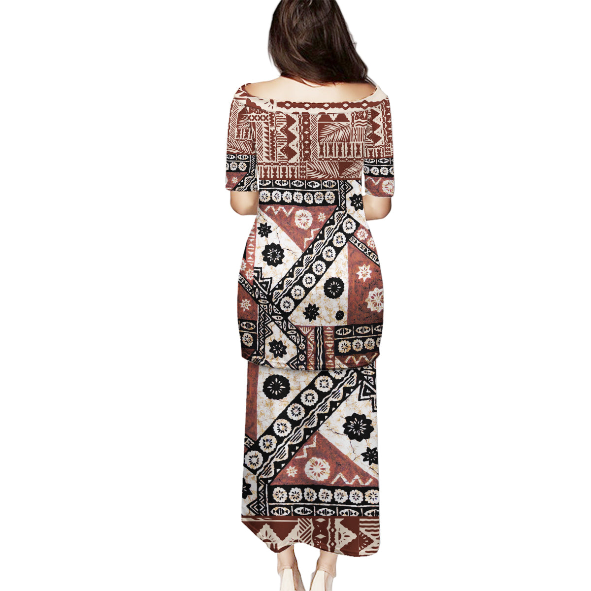 Bula Fiji Family Matching Puletasi Dress and Hawaiian Shirt Unique Masi Tapa Pattern - Wonder Print Shop