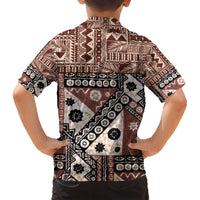 Bula Fiji Family Matching Short Sleeve Bodycon Dress and Hawaiian Shirt Unique Masi Tapa Pattern - Wonder Print Shop