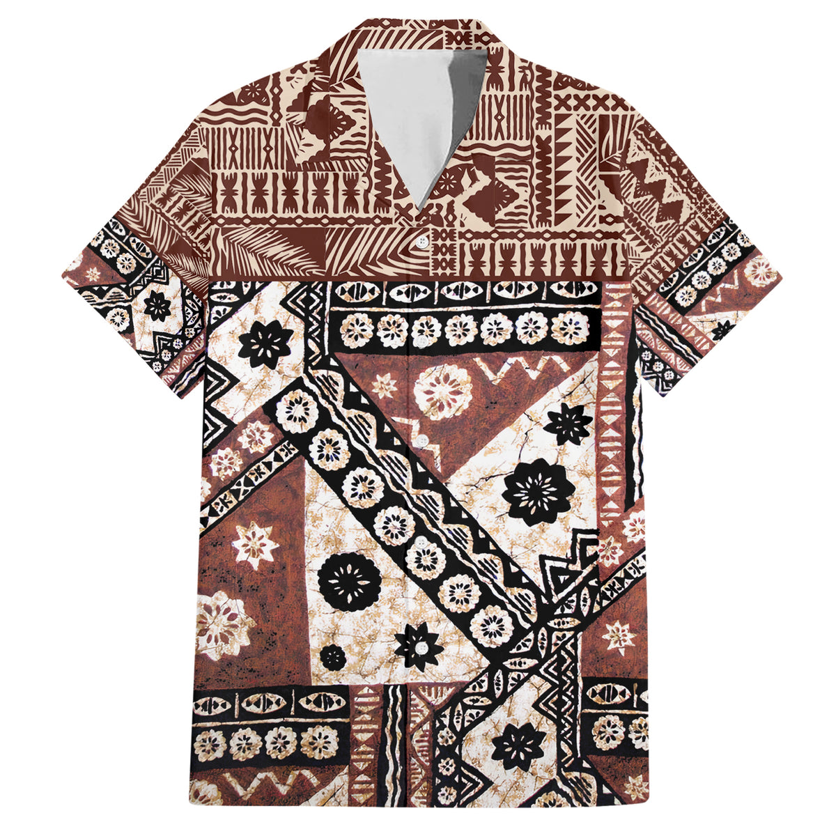Bula Fiji Family Matching Short Sleeve Bodycon Dress and Hawaiian Shirt Unique Masi Tapa Pattern - Wonder Print Shop