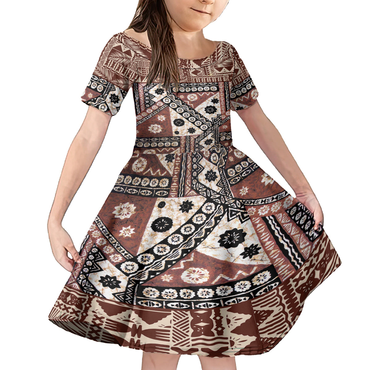 Bula Fiji Family Matching Tank Maxi Dress and Hawaiian Shirt Unique Masi Tapa Pattern - Wonder Print Shop