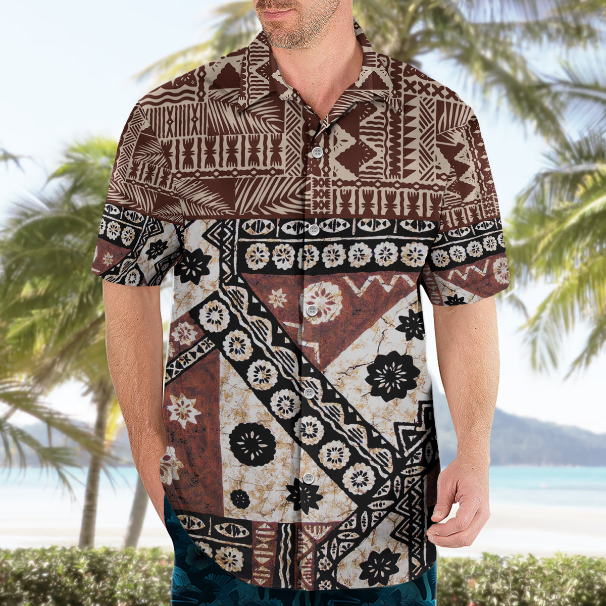 Bula Fiji Hawaiian Shirt Unique Masi Tapa Pattern - Wonder Print Shop
