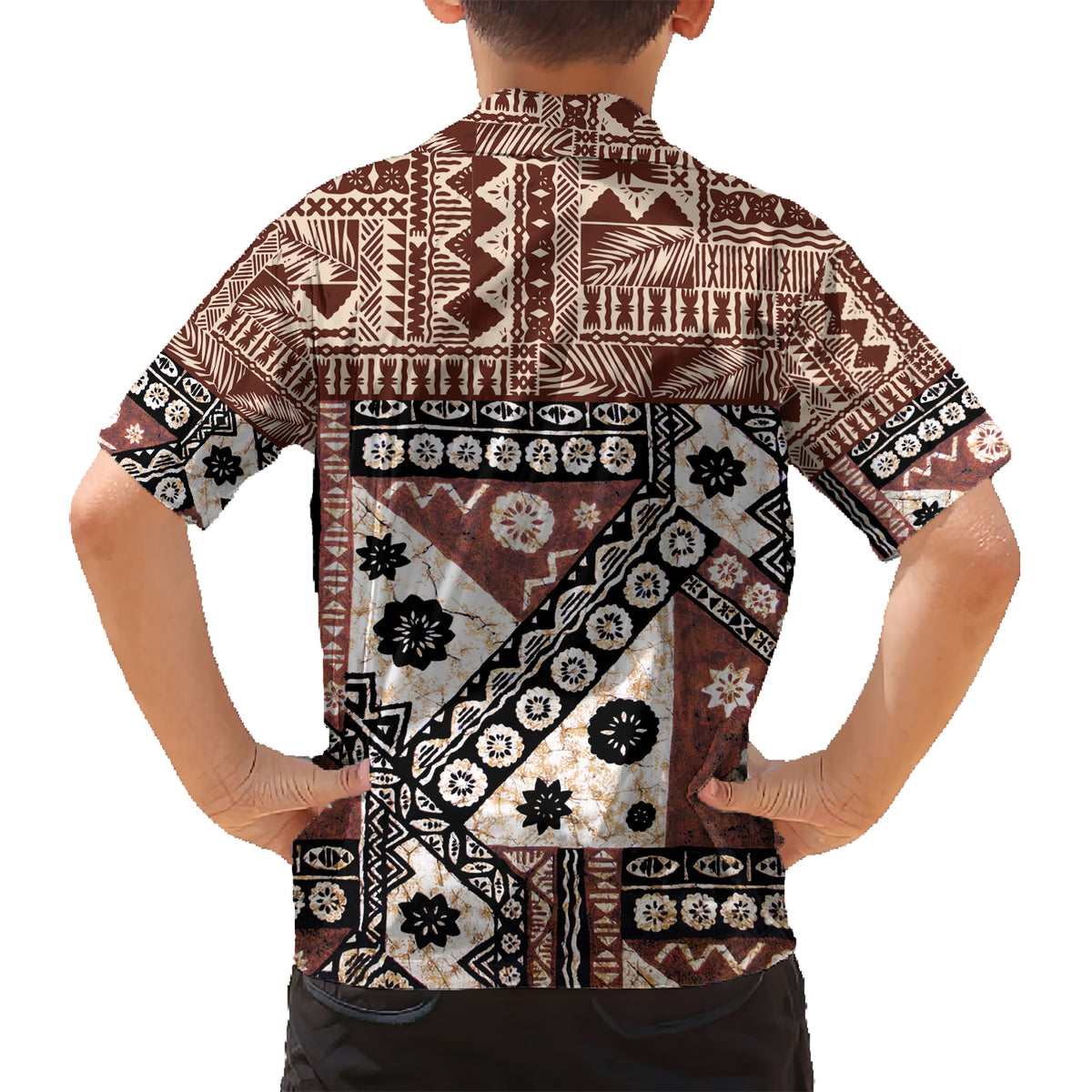 Bula Fiji Kid Hawaiian Shirt Unique Masi Tapa Pattern - Wonder Print Shop