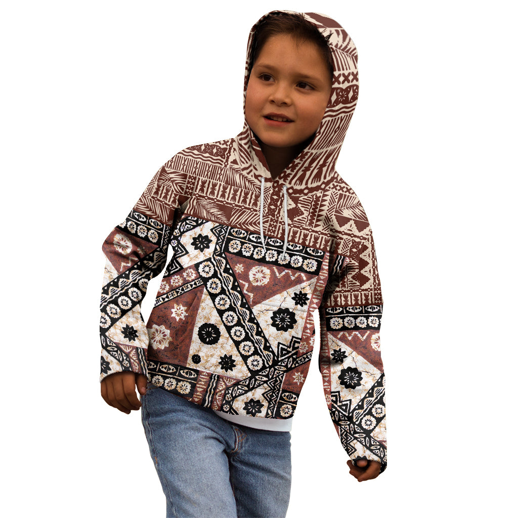 Bula Fiji Kid Hoodie Unique Masi Tapa Pattern - Wonder Print Shop