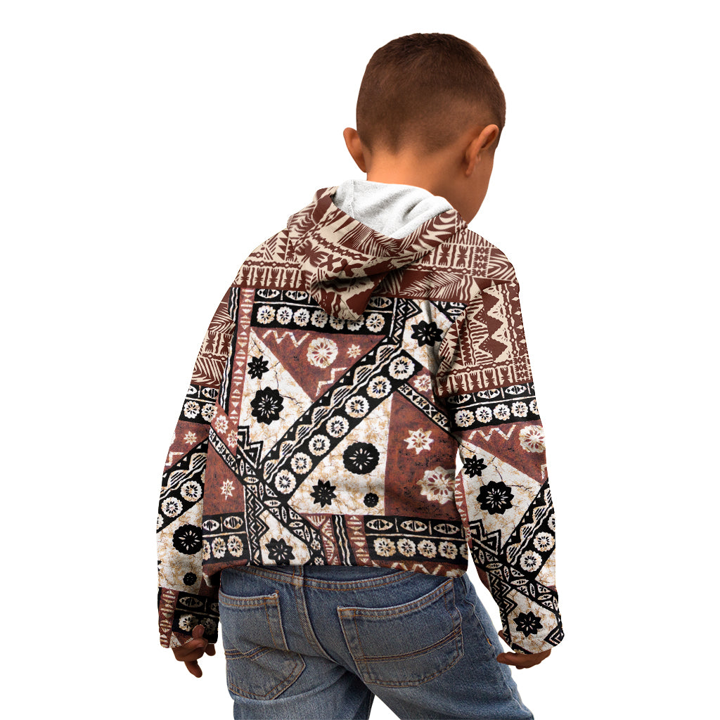 Bula Fiji Kid Hoodie Unique Masi Tapa Pattern - Wonder Print Shop