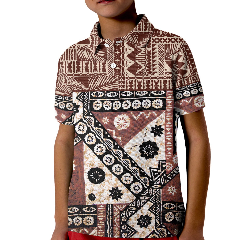 Bula Fiji Kid Polo Shirt Unique Masi Tapa Pattern - Wonder Print Shop