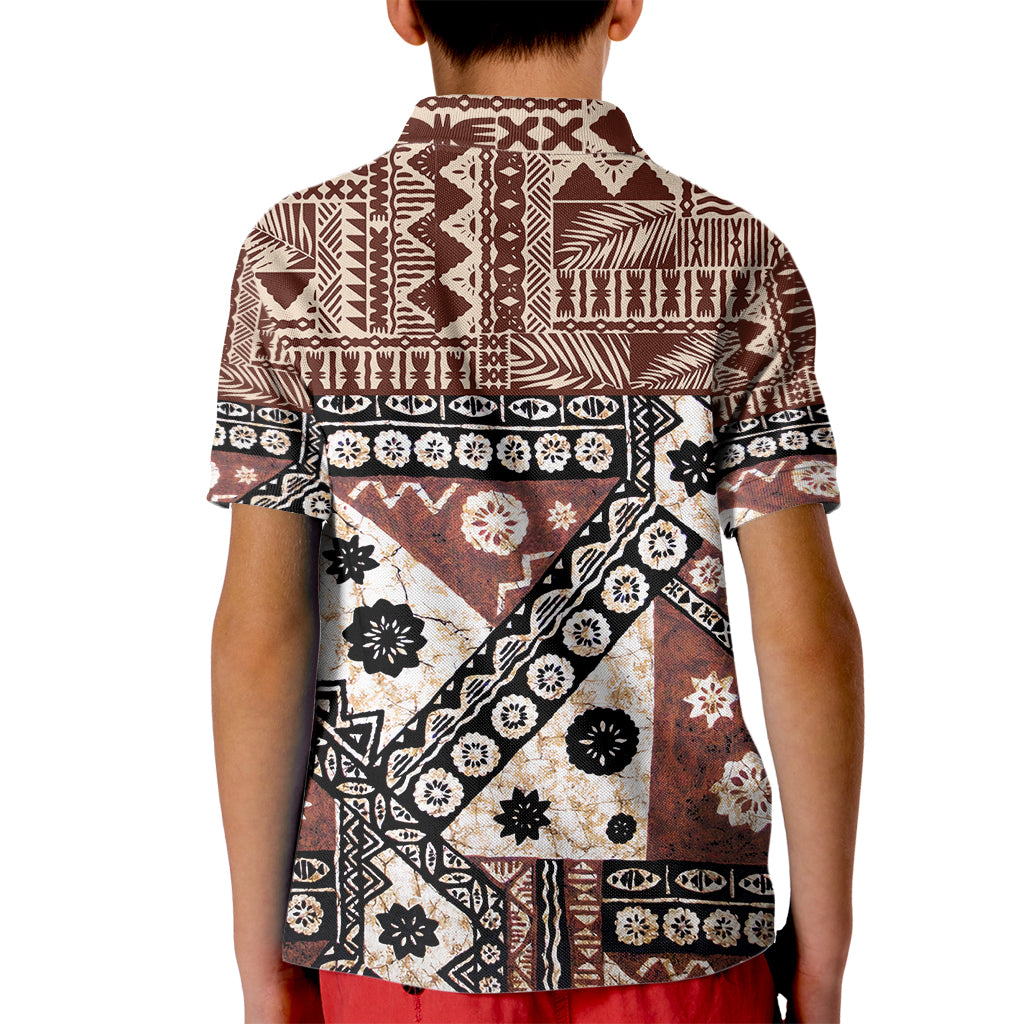 Bula Fiji Kid Polo Shirt Unique Masi Tapa Pattern - Wonder Print Shop