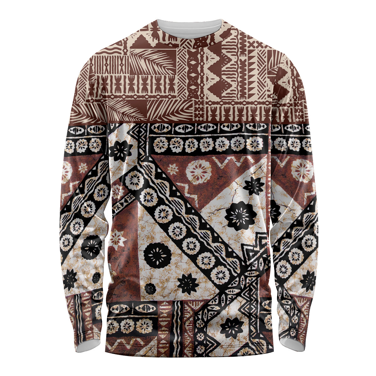Bula Fiji Long Sleeve Shirt Unique Masi Tapa Pattern - Wonder Print Shop