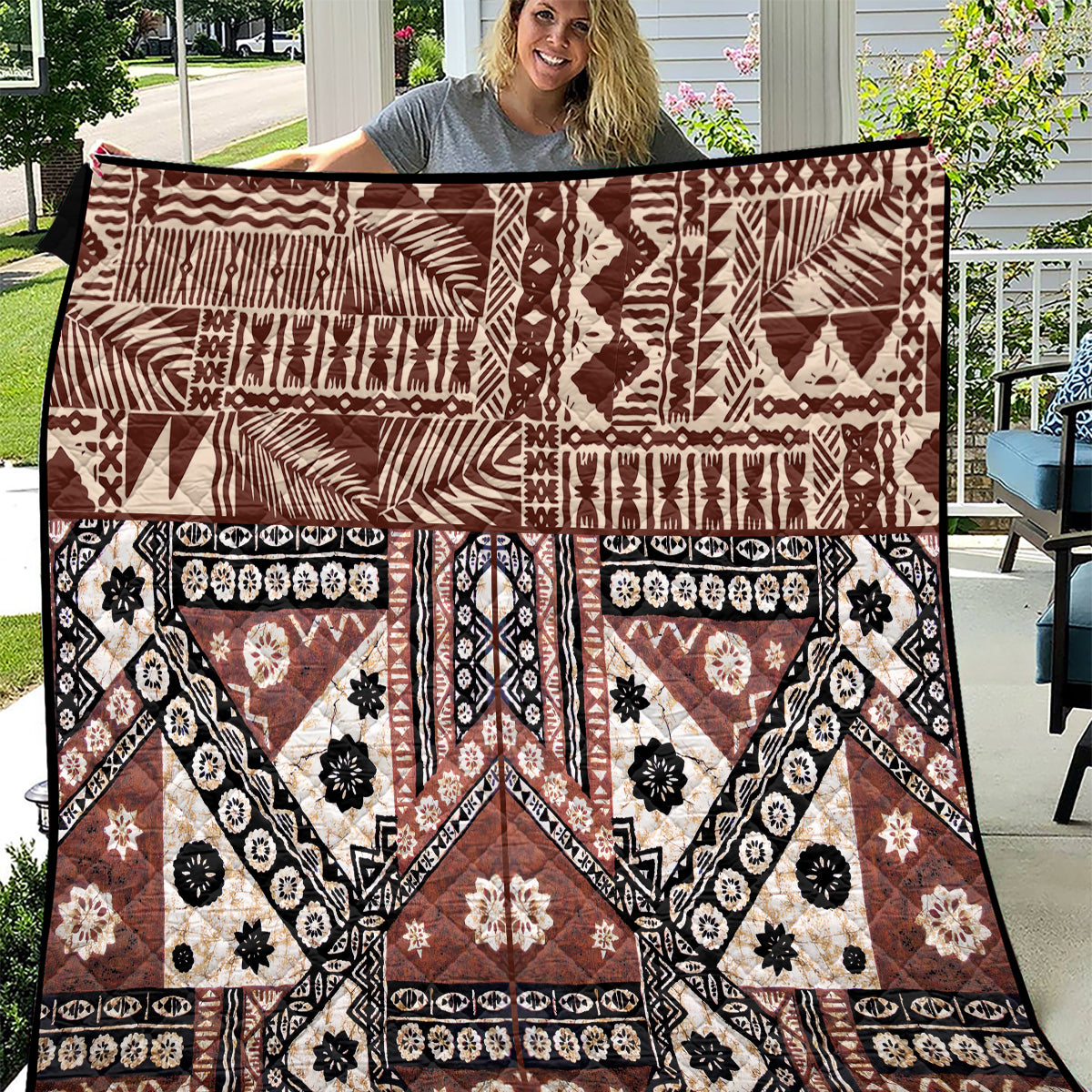Bula Fiji Quilt Unique Masi Tapa Pattern - Wonder Print Shop