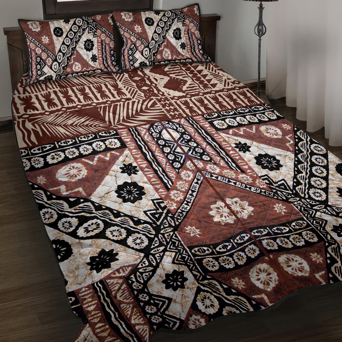 Bula Fiji Quilt Bed Set Unique Masi Tapa Pattern - Wonder Print Shop