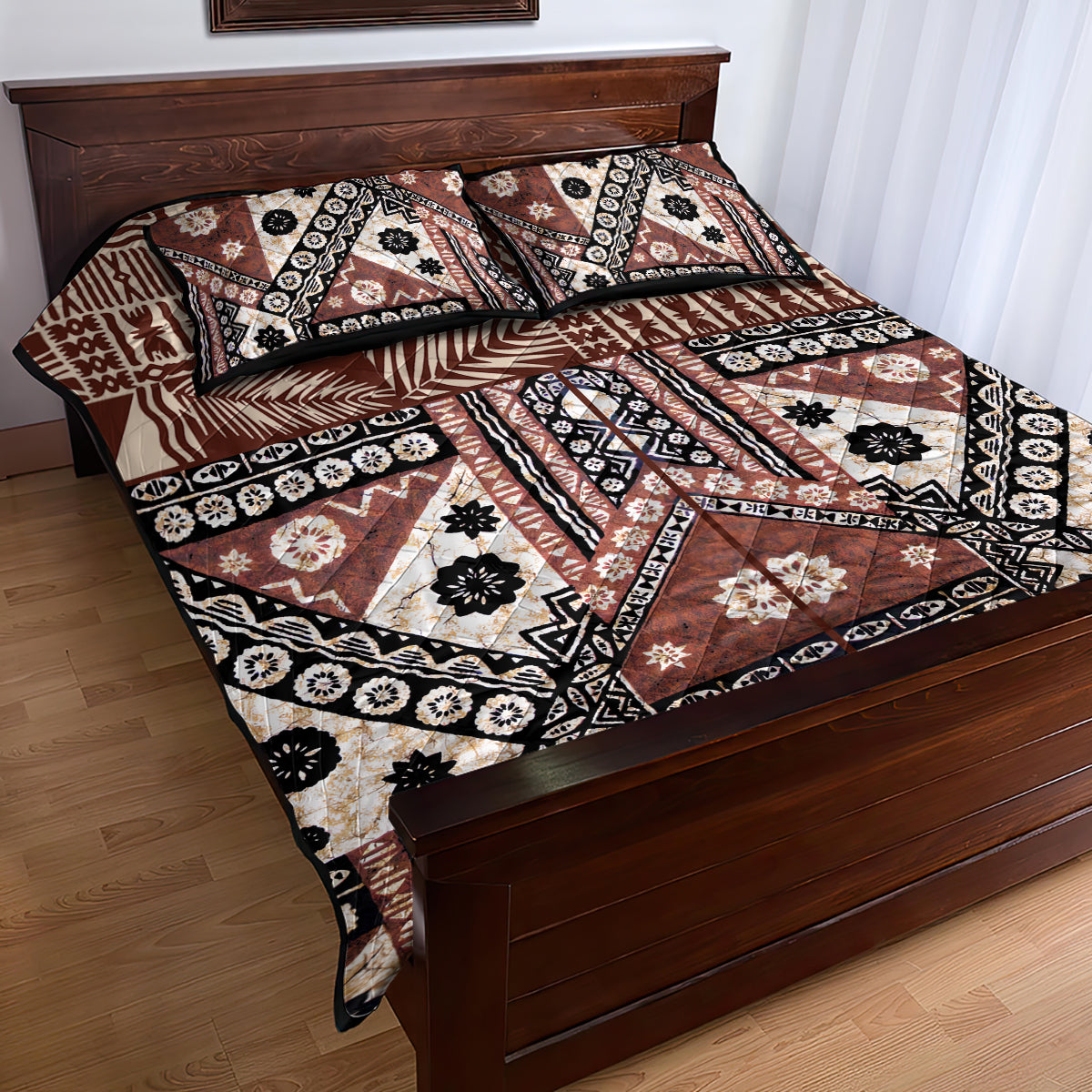 Bula Fiji Quilt Bed Set Unique Masi Tapa Pattern - Wonder Print Shop