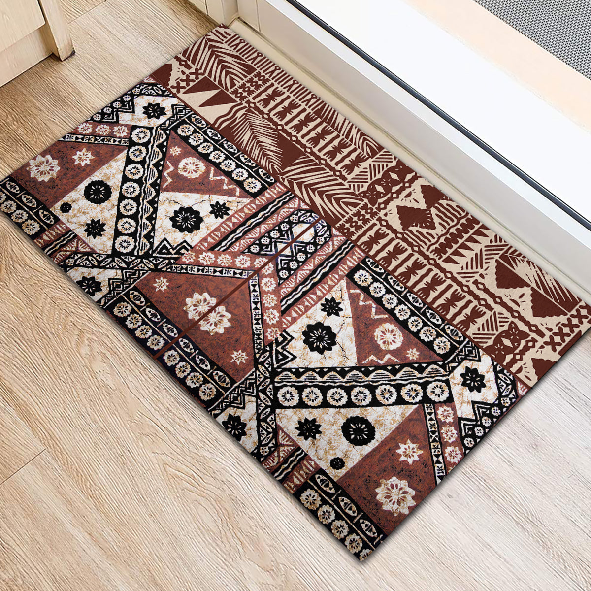 Bula Fiji Rubber Doormat Unique Masi Tapa Pattern - Wonder Print Shop