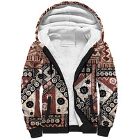 Bula Fiji Sherpa Hoodie Unique Masi Tapa Pattern - Wonder Print Shop