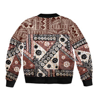 Bula Fiji Sleeve Zip Bomber Jacket Unique Masi Tapa Pattern - Wonder Print Shop