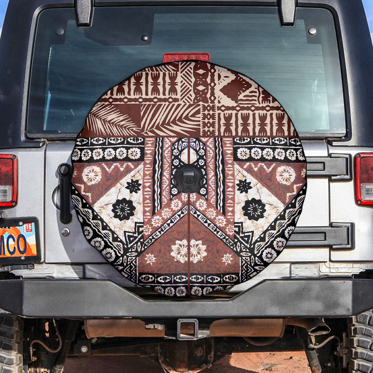 Bula Fiji Spare Tire Cover Unique Masi Tapa Pattern - Wonder Print Shop