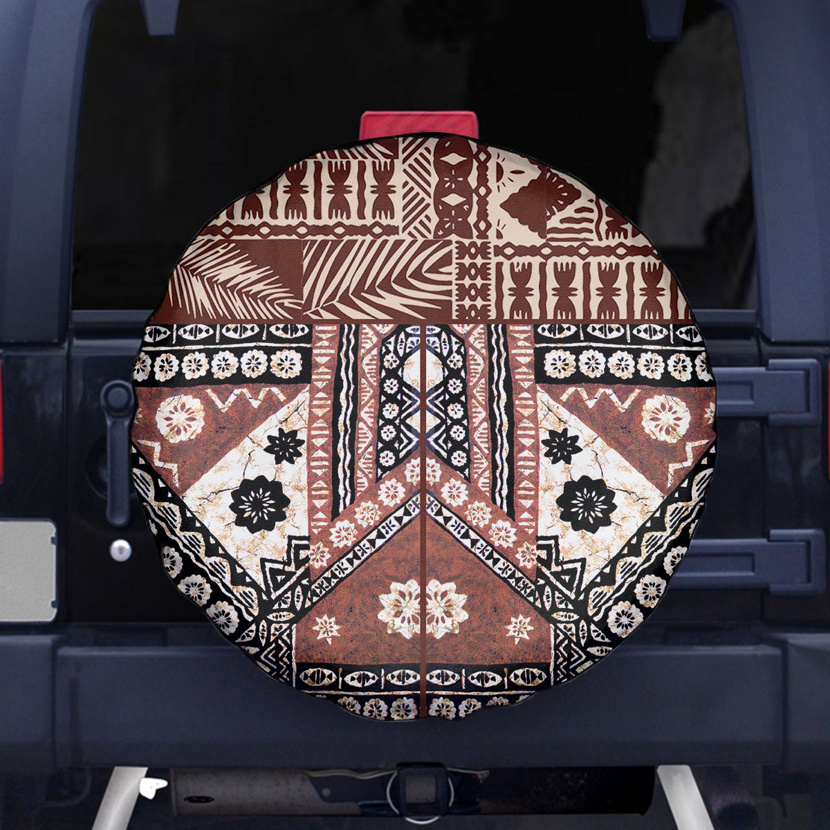 Bula Fiji Spare Tire Cover Unique Masi Tapa Pattern - Wonder Print Shop