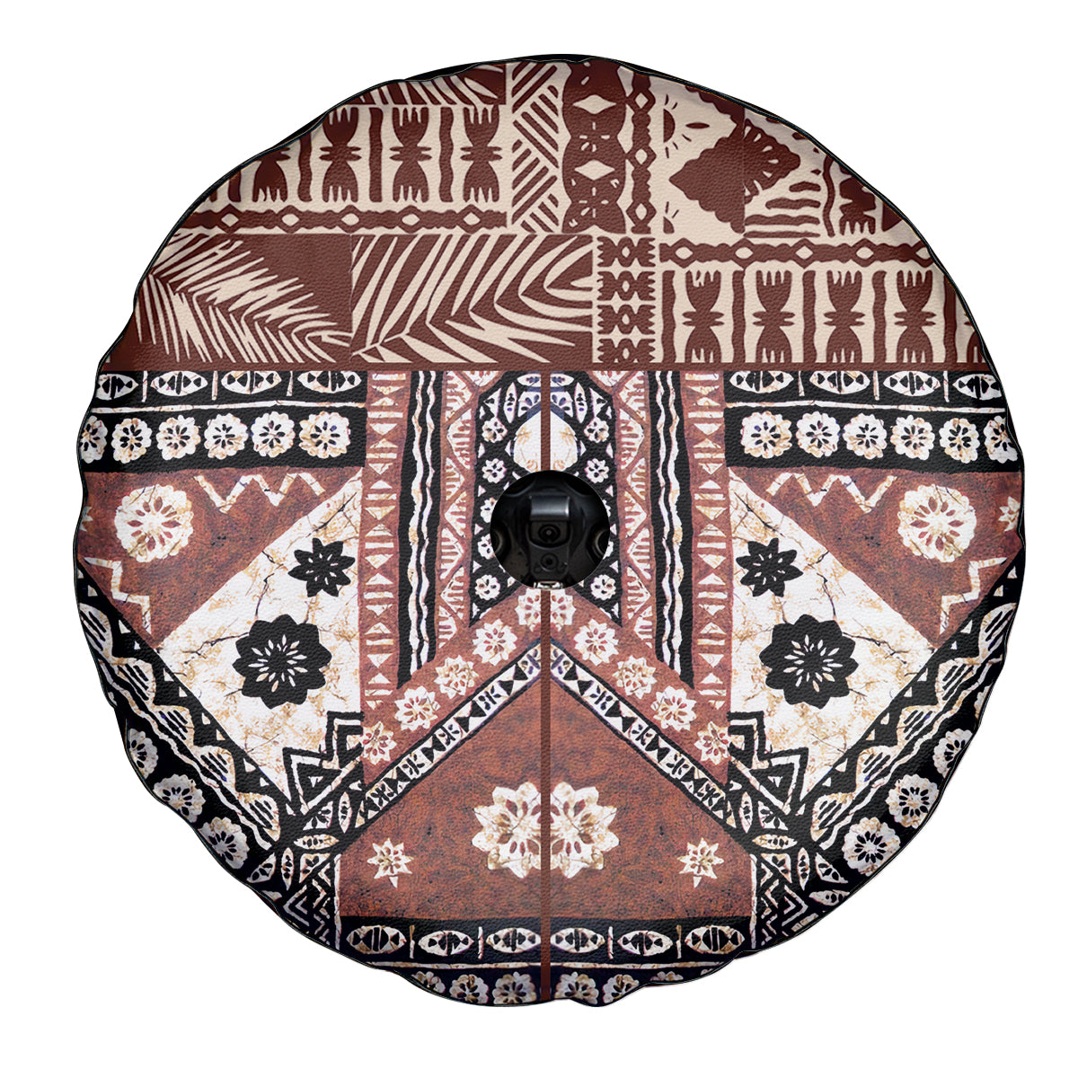 Bula Fiji Spare Tire Cover Unique Masi Tapa Pattern - Wonder Print Shop