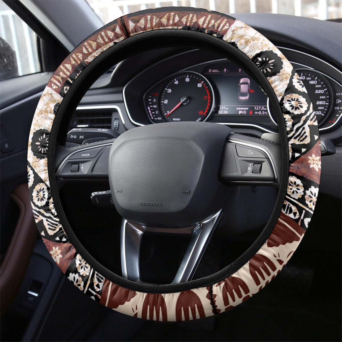 Bula Fiji Steering Wheel Cover Unique Masi Tapa Pattern - Wonder Print Shop