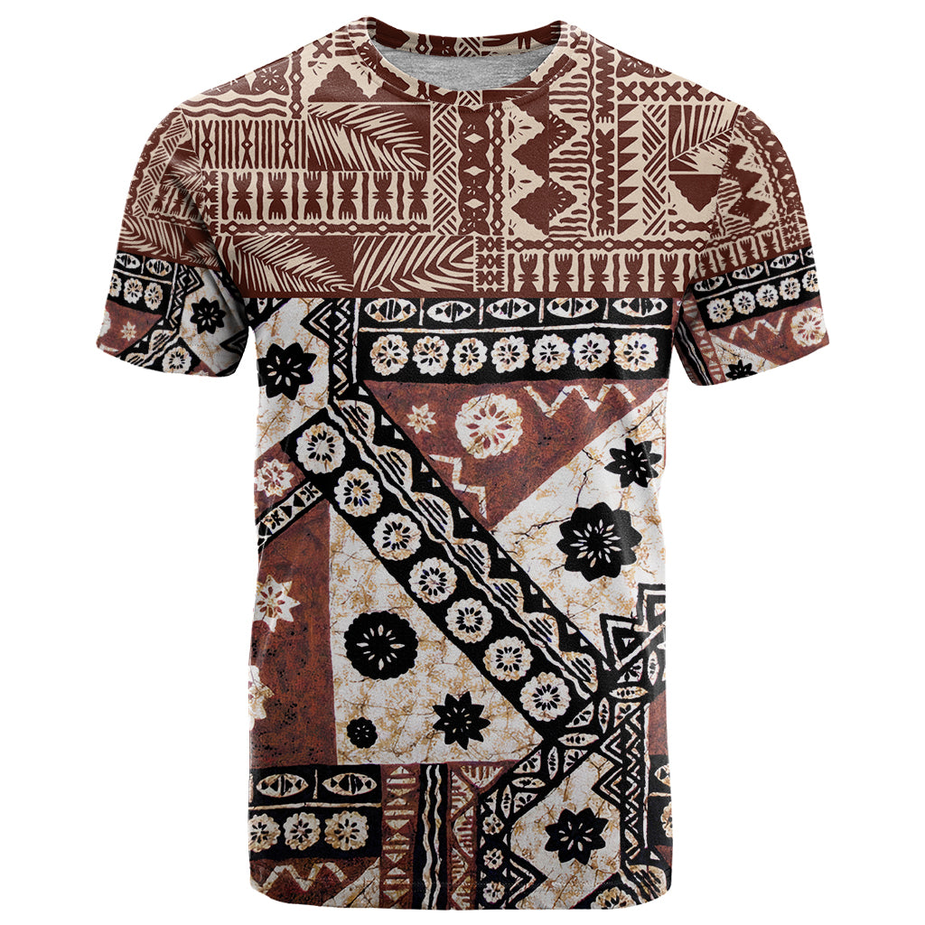 Bula Fiji T Shirt Unique Masi Tapa Pattern - Wonder Print Shop