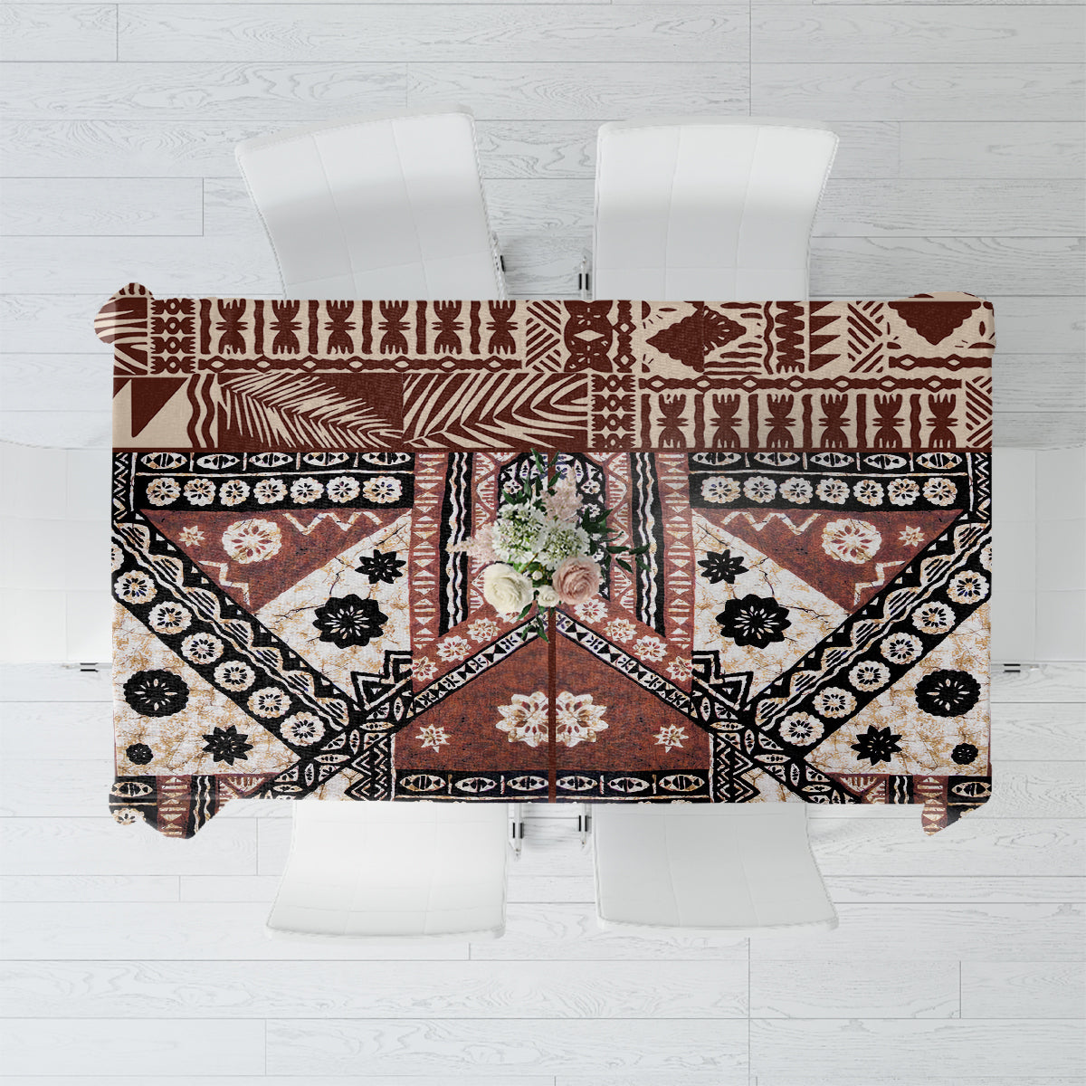 Bula Fiji Tablecloth Unique Masi Tapa Pattern - Wonder Print Shop