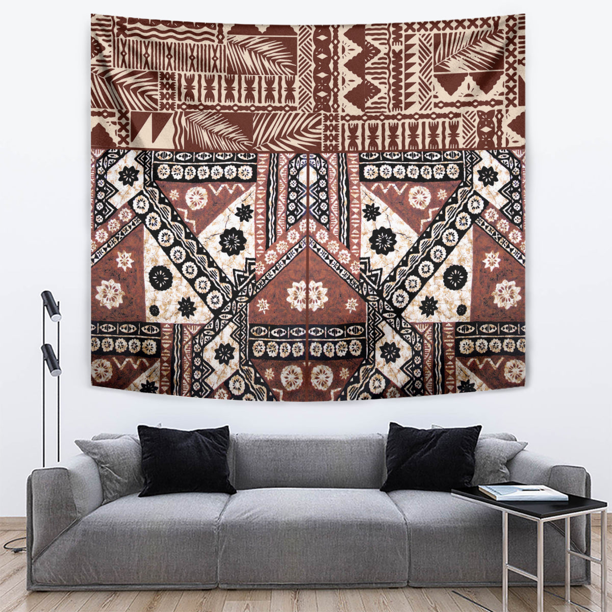 Bula Fiji Tapestry Unique Masi Tapa Pattern - Wonder Print Shop
