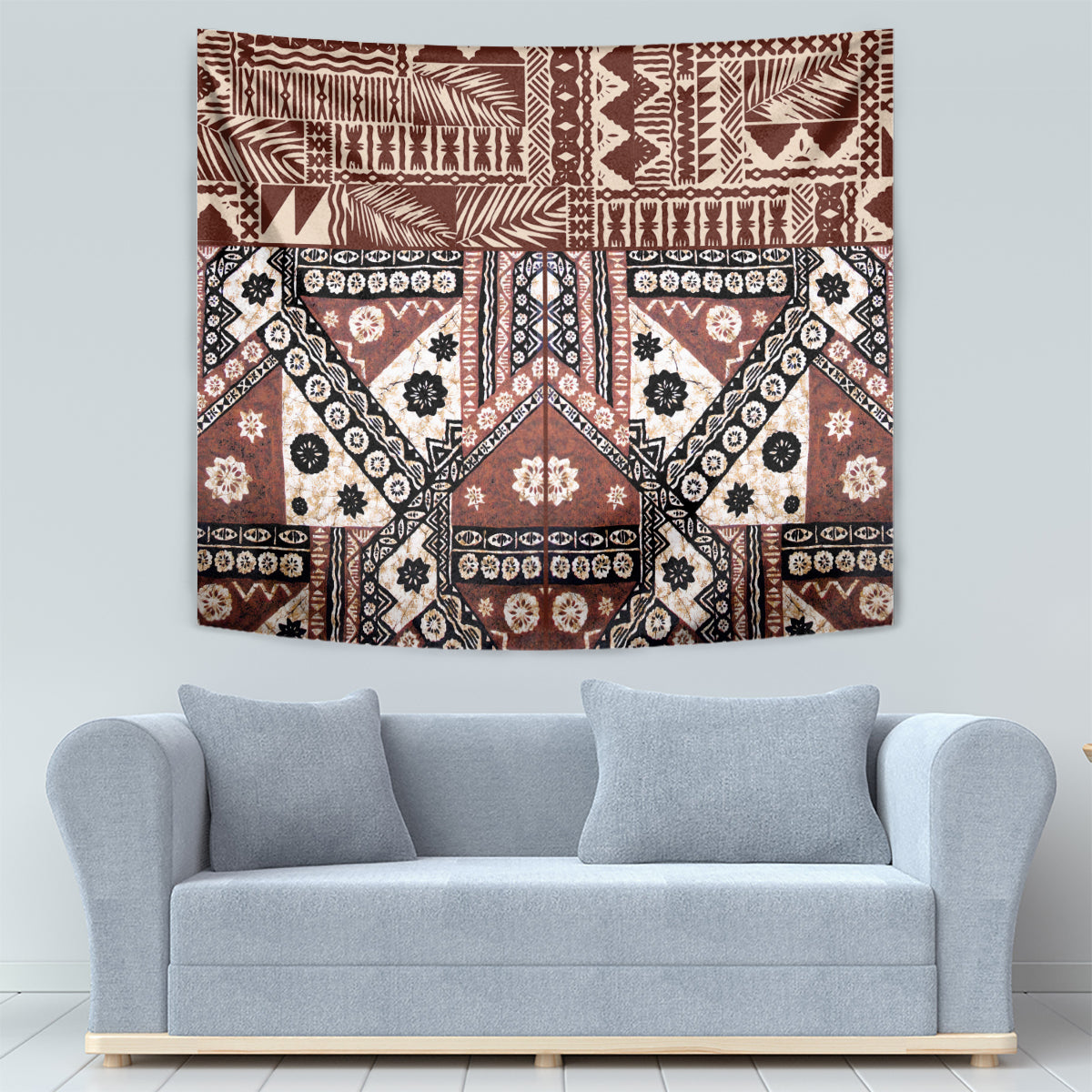 Bula Fiji Tapestry Unique Masi Tapa Pattern - Wonder Print Shop