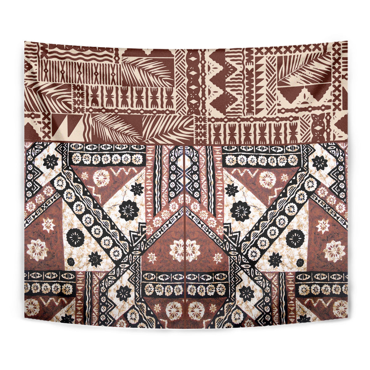 Bula Fiji Tapestry Unique Masi Tapa Pattern - Wonder Print Shop