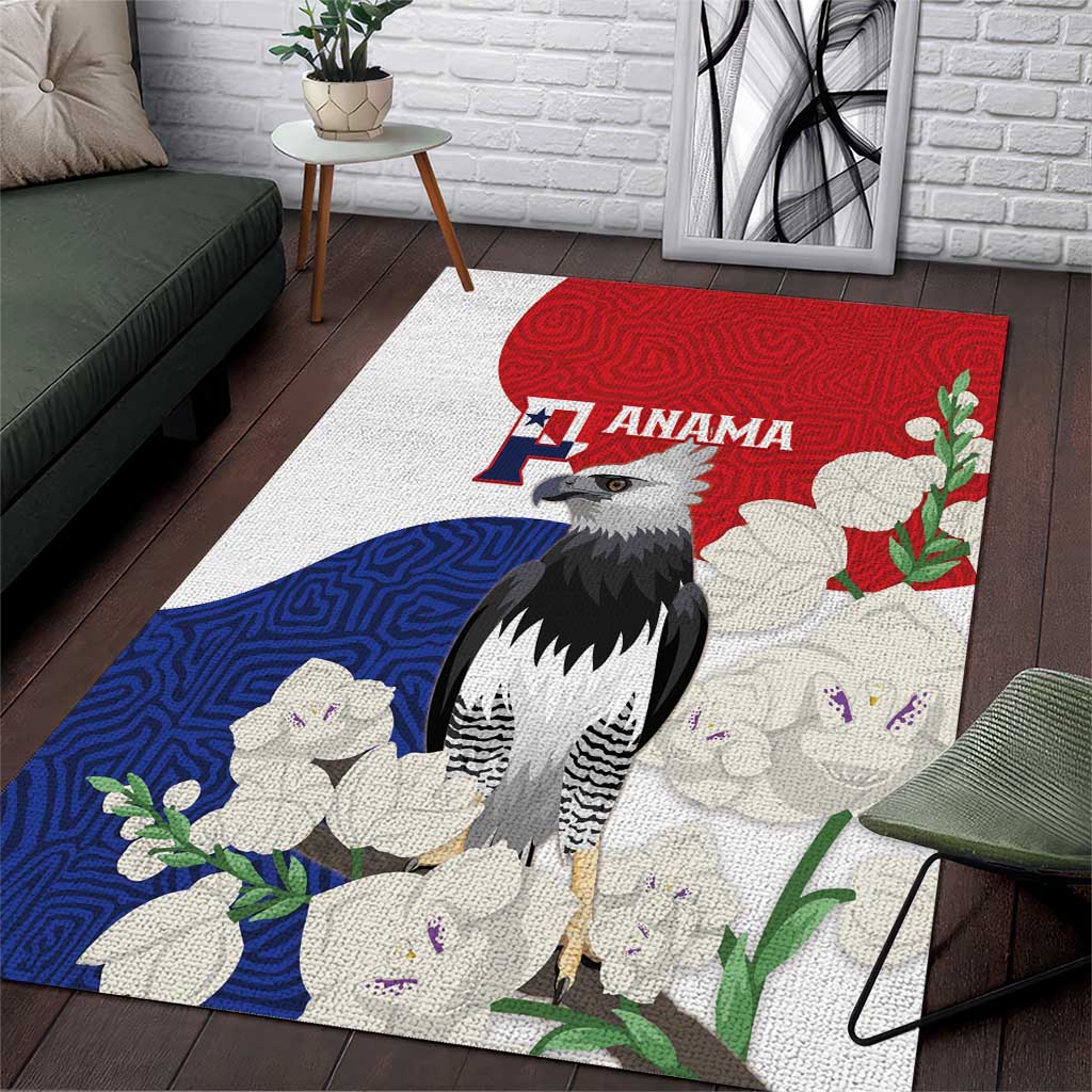 Panama Independence Day Area Rug Harpy Eagle With Mola Pattern - Flag Style - Wonder Print Shop