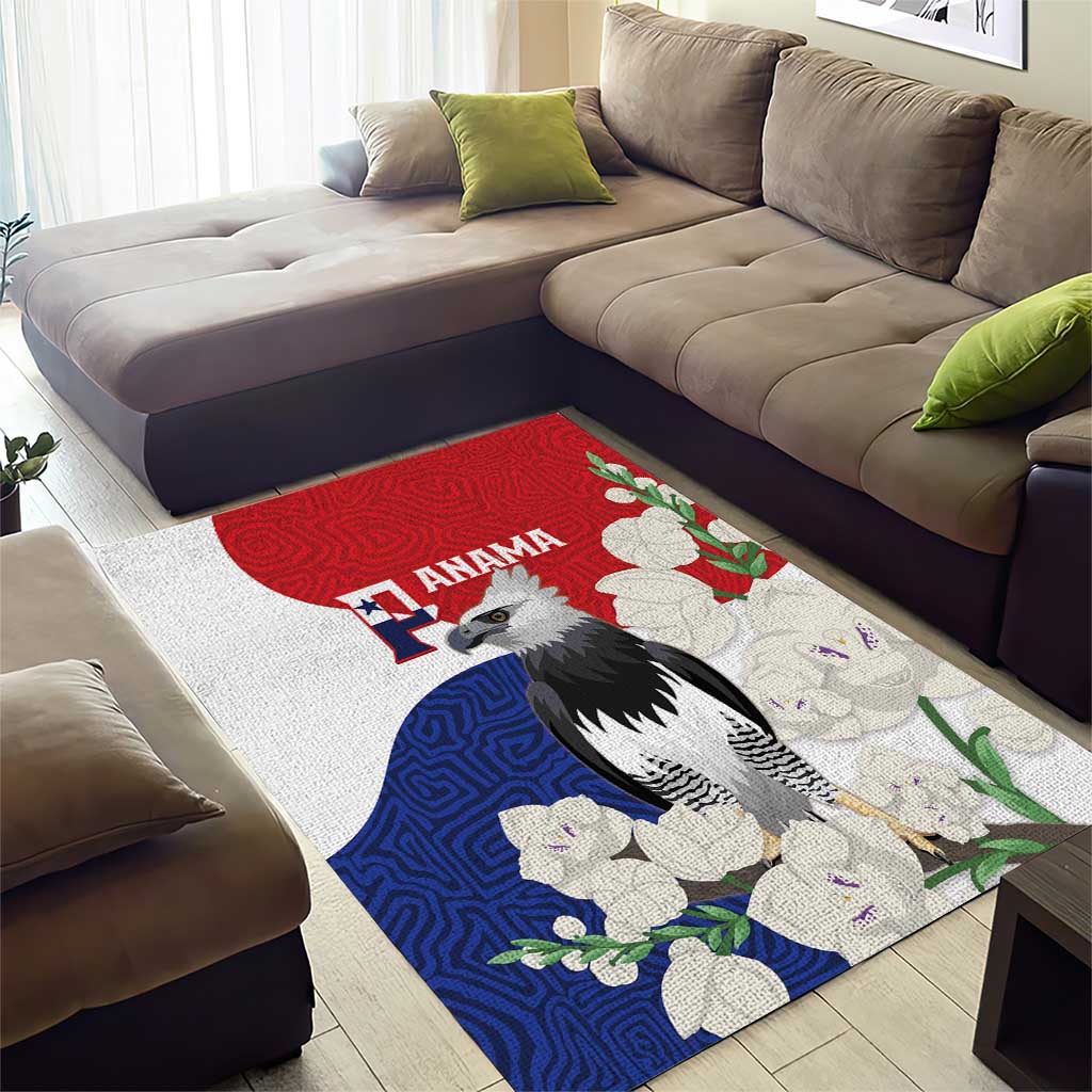 Panama Independence Day Area Rug Harpy Eagle With Mola Pattern - Flag Style - Wonder Print Shop