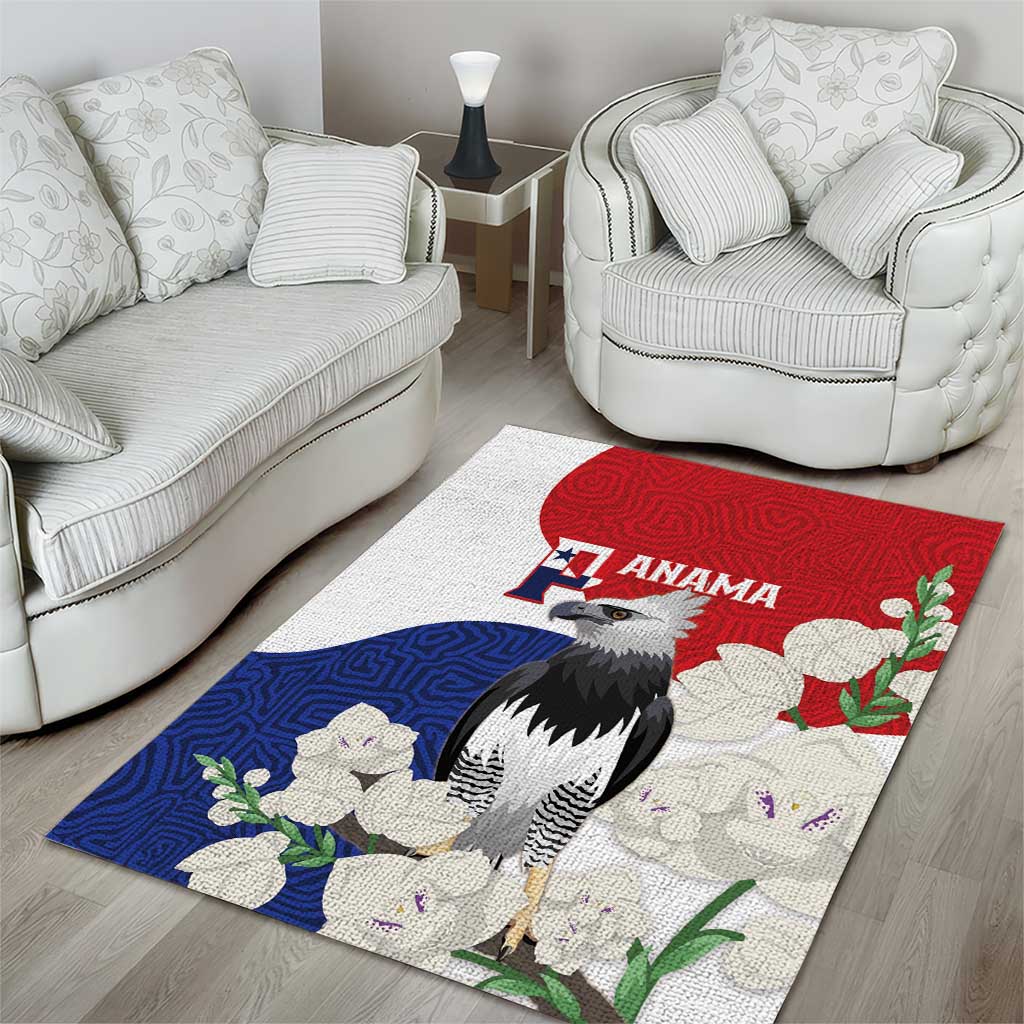Panama Independence Day Area Rug Harpy Eagle With Mola Pattern - Flag Style - Wonder Print Shop