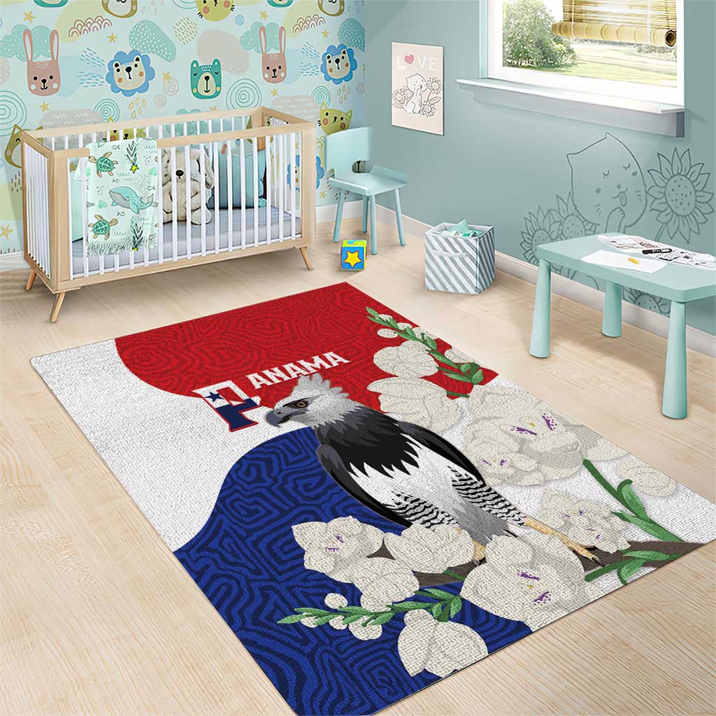 Panama Independence Day Area Rug Harpy Eagle With Mola Pattern - Flag Style - Wonder Print Shop