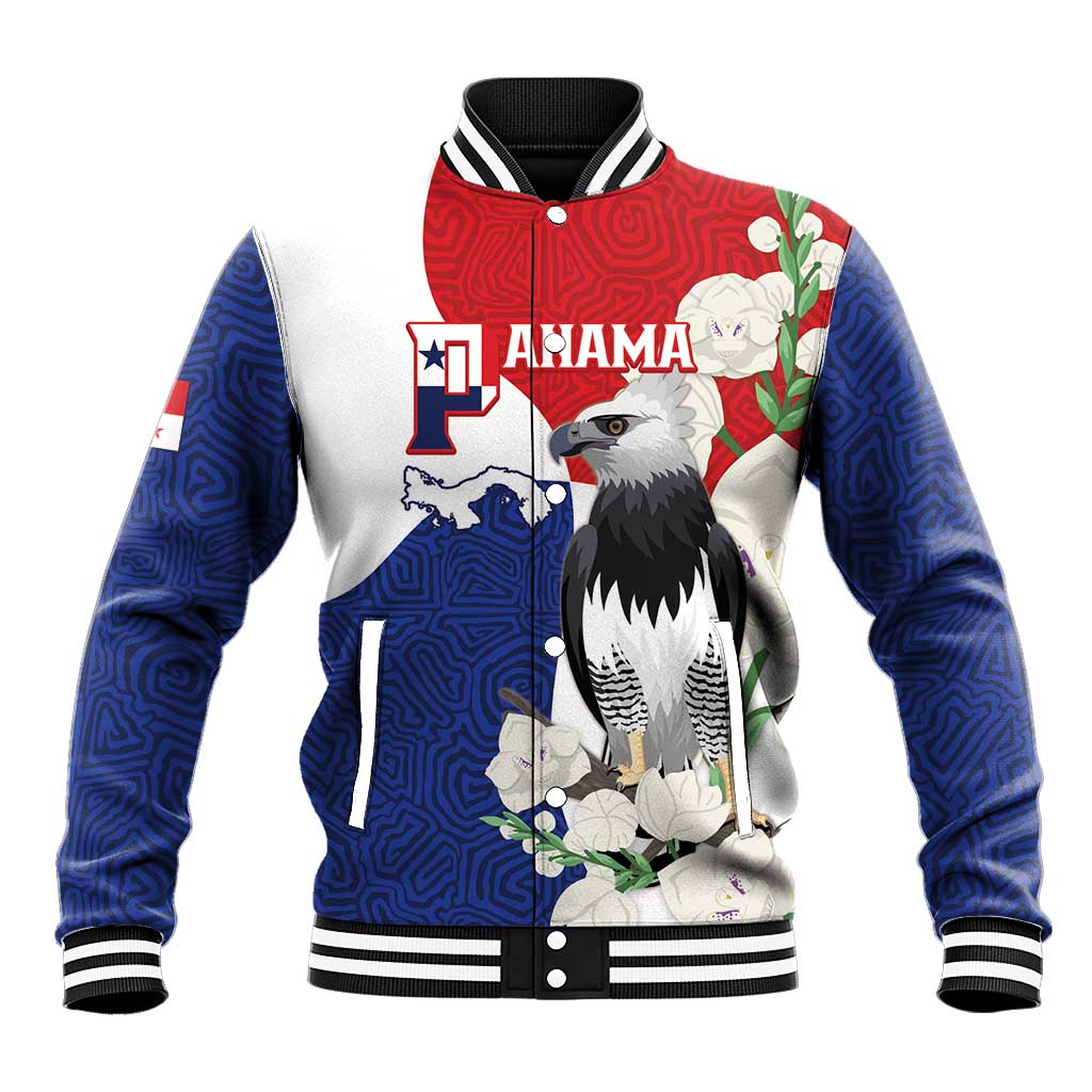 Panama Independence Day Baseball Jacket Harpy Eagle With Mola Pattern - Flag Style - Wonder Print Shop