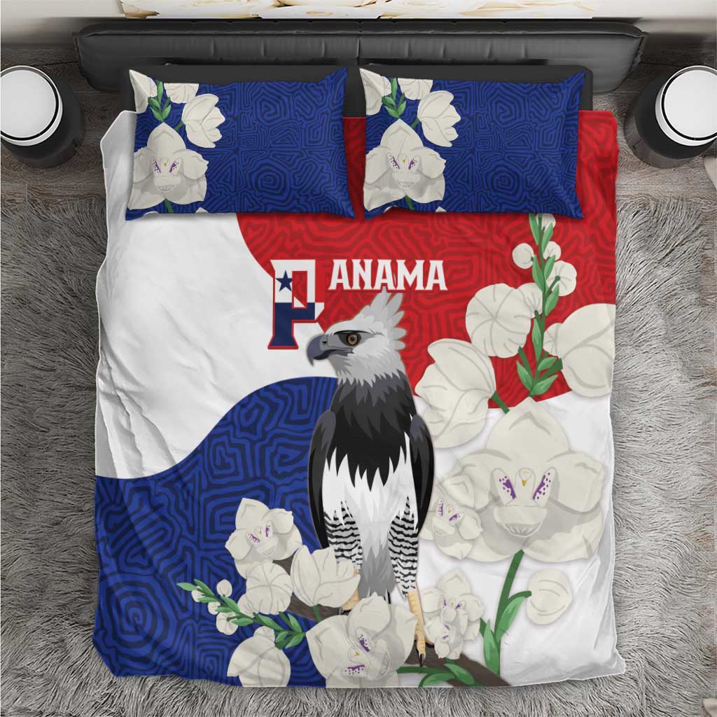 Panama Independence Day Bedding Set Harpy Eagle With Mola Pattern - Flag Style - Wonder Print Shop
