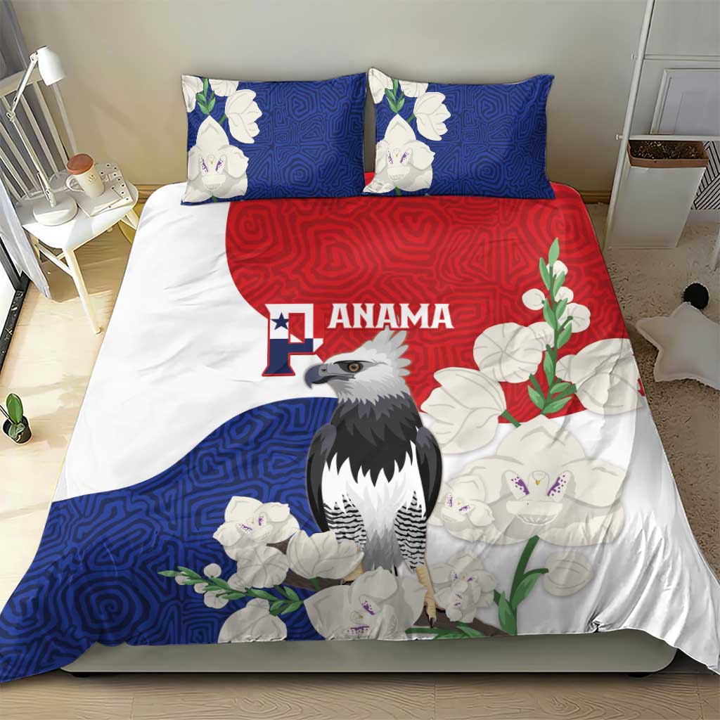 Panama Independence Day Bedding Set Harpy Eagle With Mola Pattern - Flag Style - Wonder Print Shop