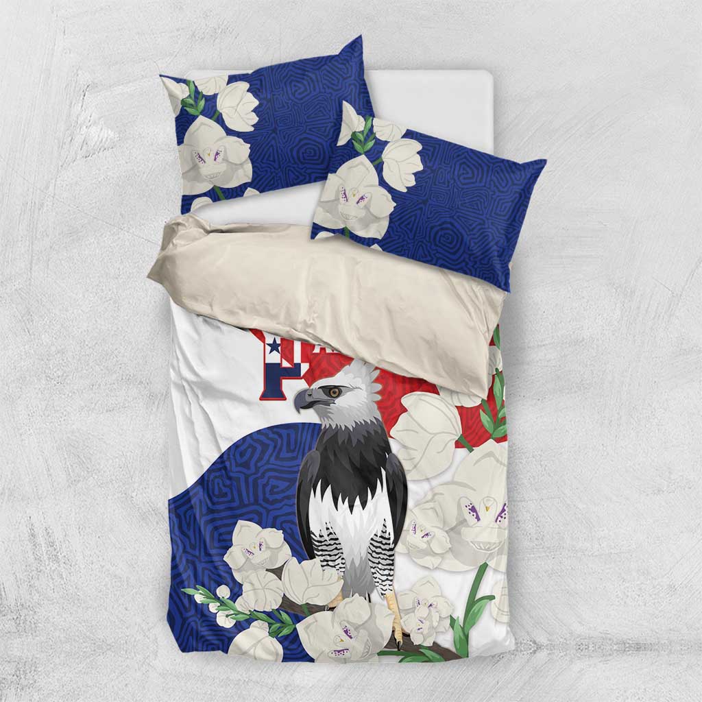 Panama Independence Day Bedding Set Harpy Eagle With Mola Pattern - Flag Style - Wonder Print Shop