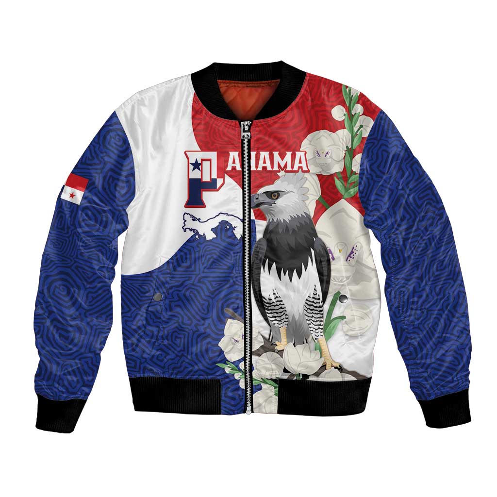 Panama Independence Day Bomber Jacket Harpy Eagle With Mola Pattern - Flag Style - Wonder Print Shop