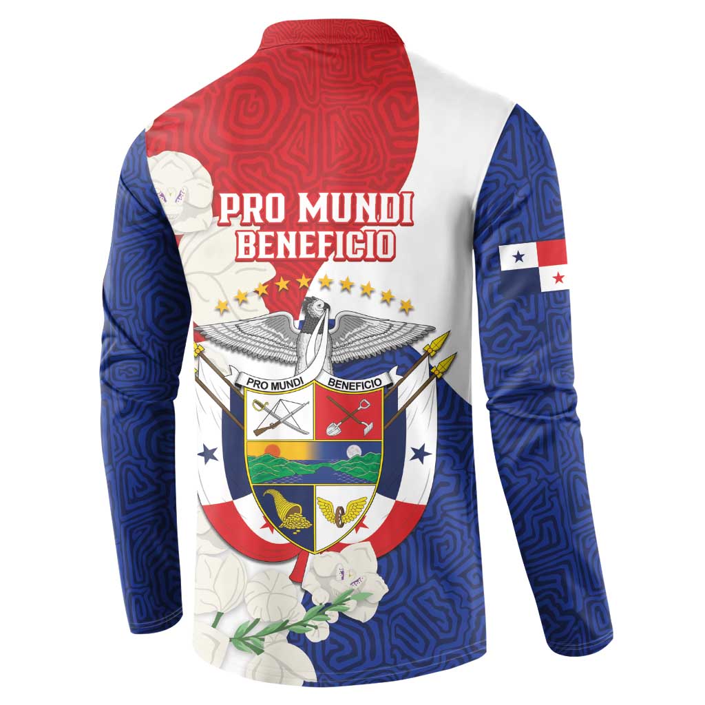 Panama Independence Day Button Sweatshirt Harpy Eagle With Mola Pattern - Flag Style - Wonder Print Shop