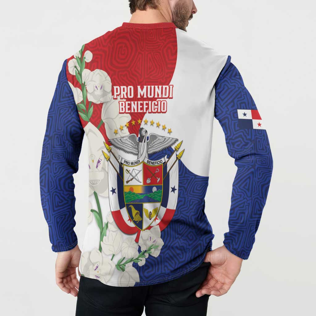 Panama Independence Day Button Sweatshirt Harpy Eagle With Mola Pattern - Flag Style - Wonder Print Shop