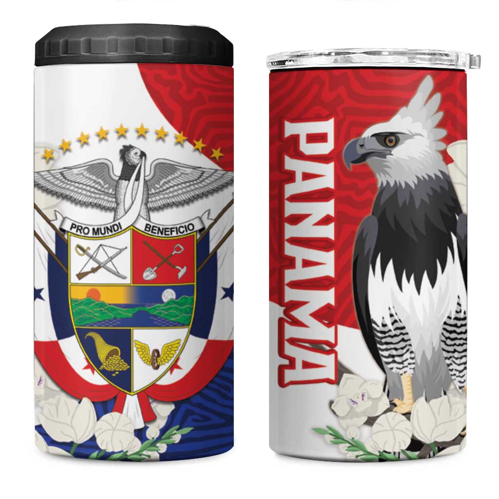 Panama Independence Day 4 in 1 Can Cooler Tumbler Harpy Eagle With Mola Pattern - Flag Style - Wonder Print Shop