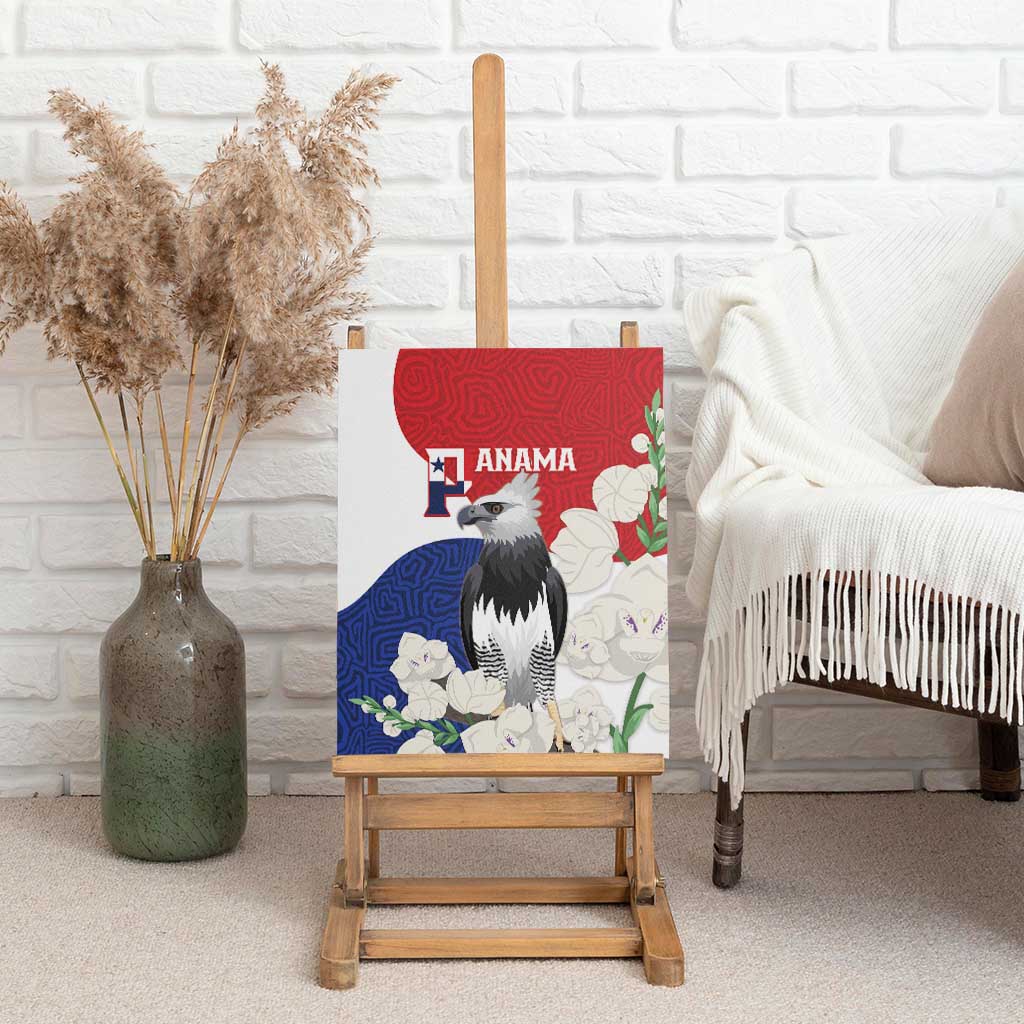 Panama Independence Day Canvas Wall Art Harpy Eagle With Mola Pattern - Flag Style - Wonder Print Shop