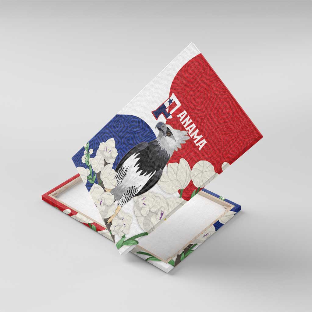 Panama Independence Day Canvas Wall Art Harpy Eagle With Mola Pattern - Flag Style - Wonder Print Shop